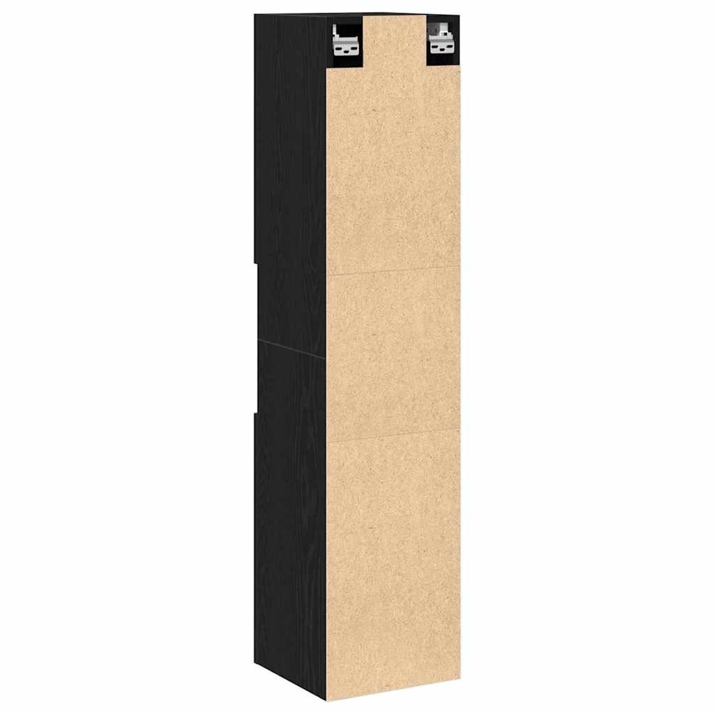 Badezimmerschrank mit Tür Schwarz Eichen-Optik 30 x 30 x 130 cm