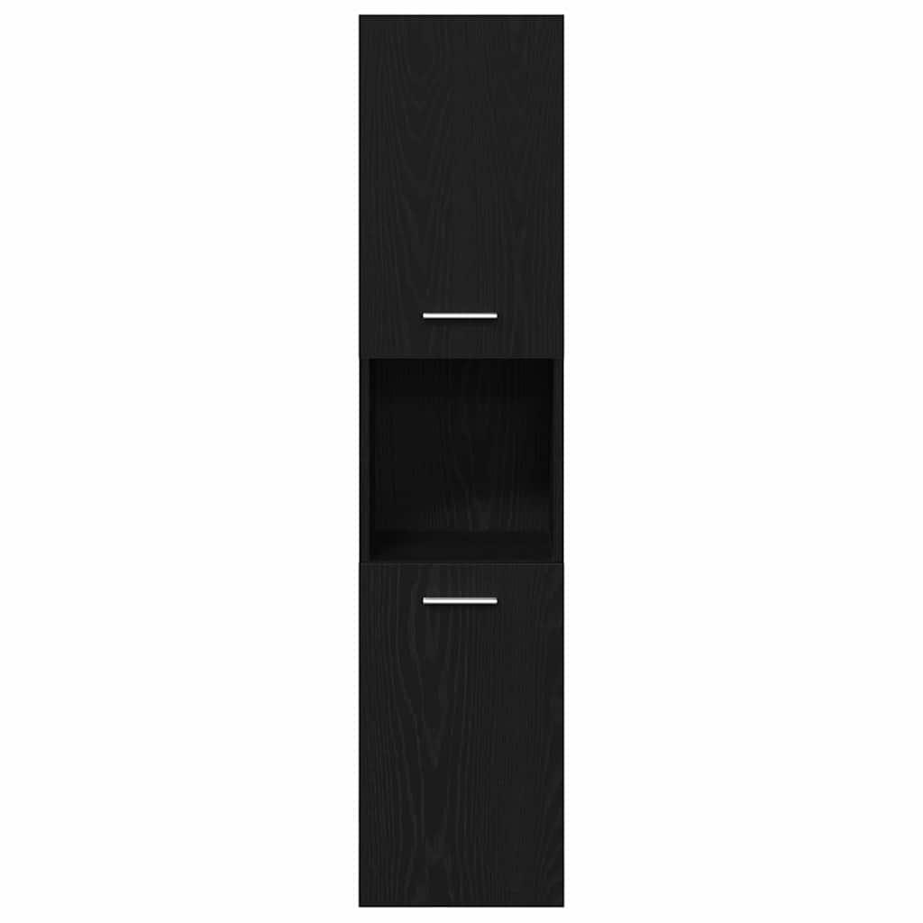 Badezimmerschrank mit Tür Schwarz Eichen-Optik 30 x 30 x 130 cm