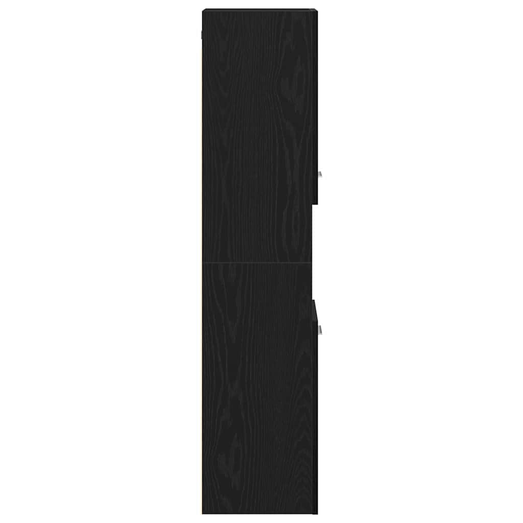 Badezimmerschrank mit Tür Schwarz Eichen-Optik 30 x 30 x 130 cm