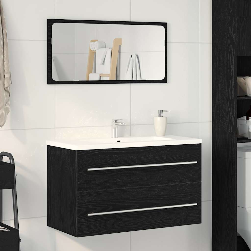 Waschbeckenunterschrank Eiche schwarz 80x38,5x48 cm Holzwerkstoff