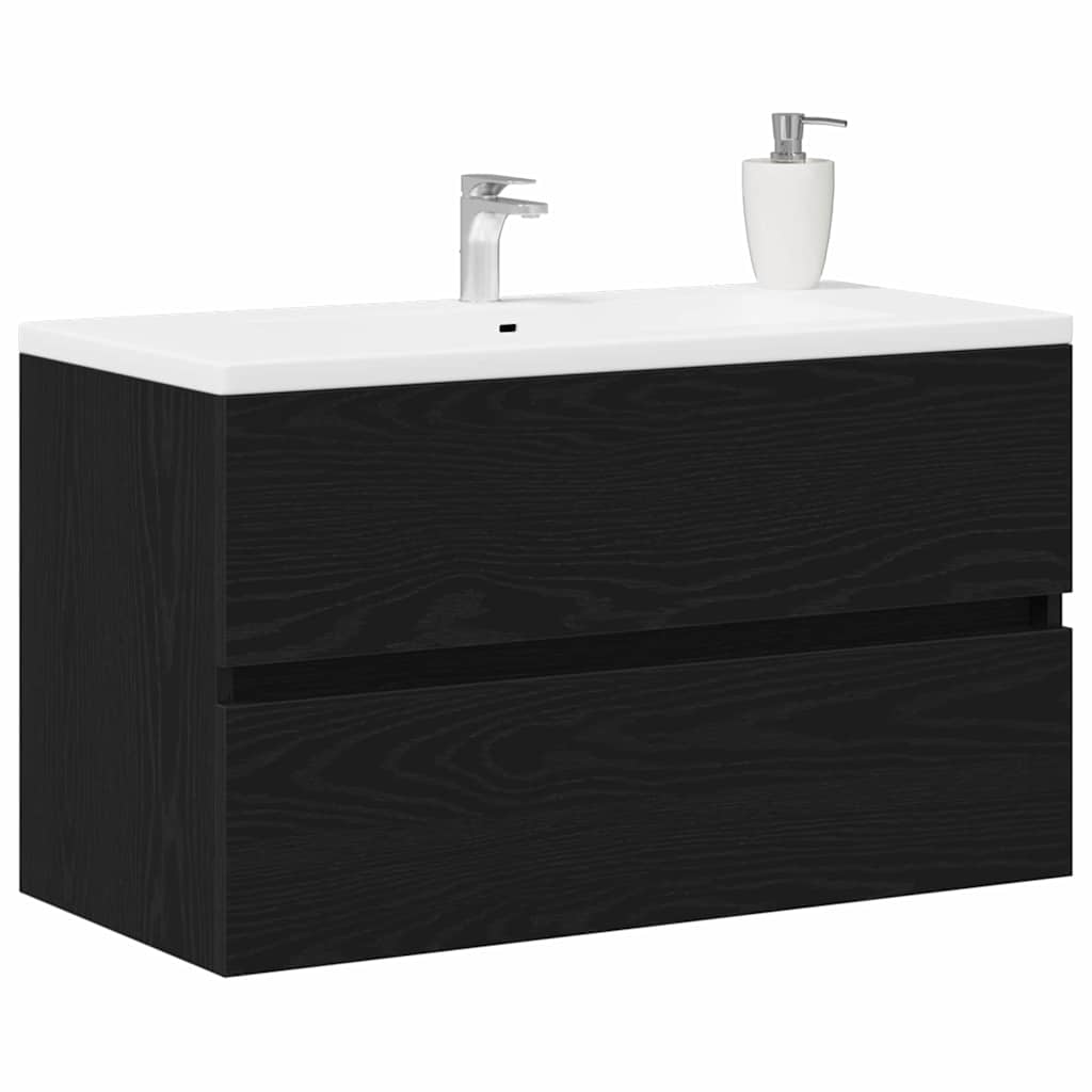 Spülbeckenschrank Schwarz Eiche 80x38,5x45 cm Holzwerkstoff