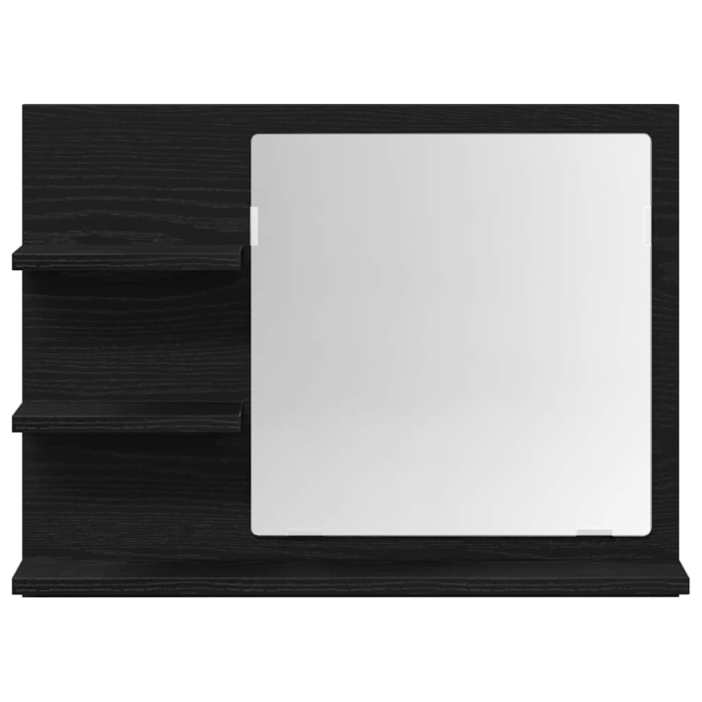 Badspiegel Schwarz Eichen-Optik 60x10,5x45 cm Holzwerkstoff