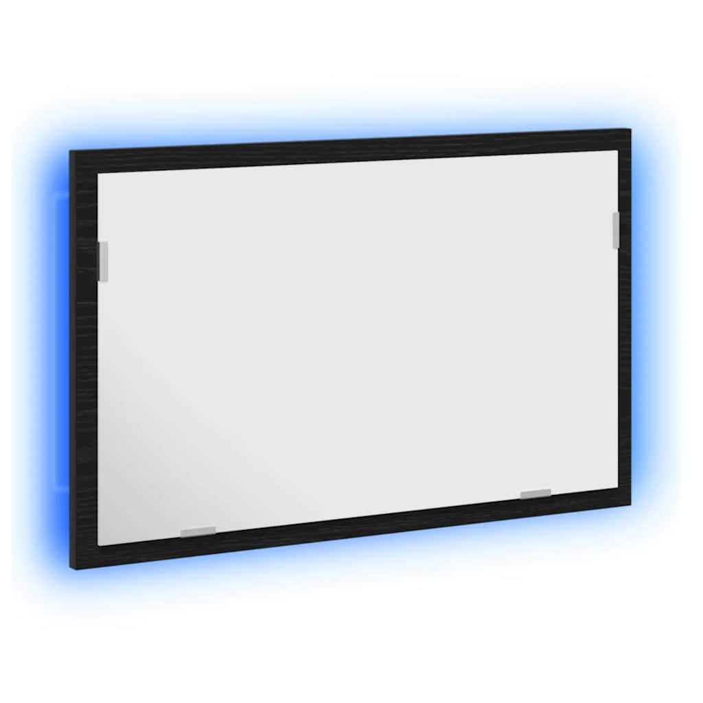 Badspiegel mit LED-Leuchten Schwarz Eichen-Optik 60x8,5x37 cm