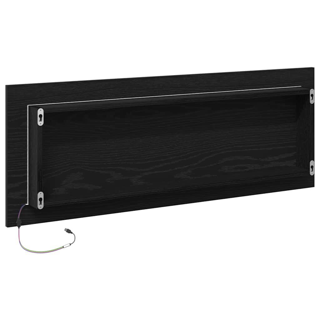 LED-Badezimmerspiegel Schwarz Eichen-Optik 100 x 8,5 x 37 cm