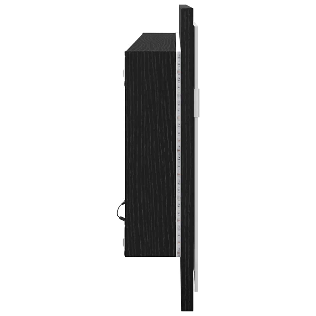 LED-Badezimmerspiegel Schwarz Eichen-Optik 100 x 8,5 x 37 cm