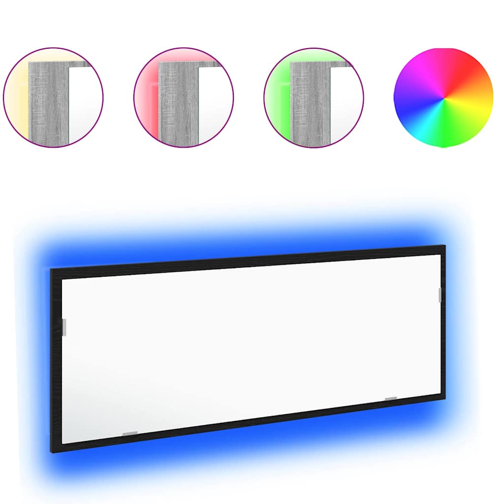 LED-Badezimmerspiegel Schwarz Eichen-Optik 100 x 8,5 x 37 cm