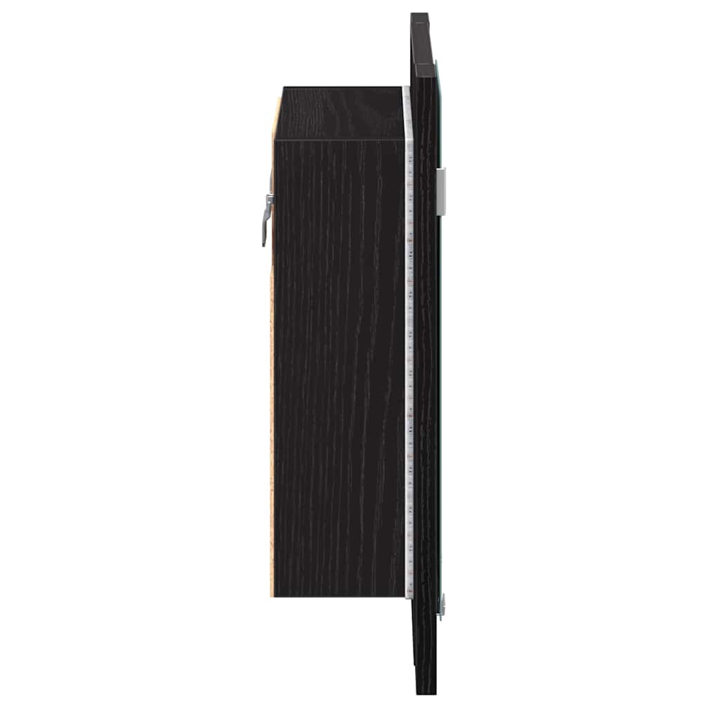 LED Badezimmerspiegelschrank Eiche Schwarz 40x12x45 cm Holzwerkstoff