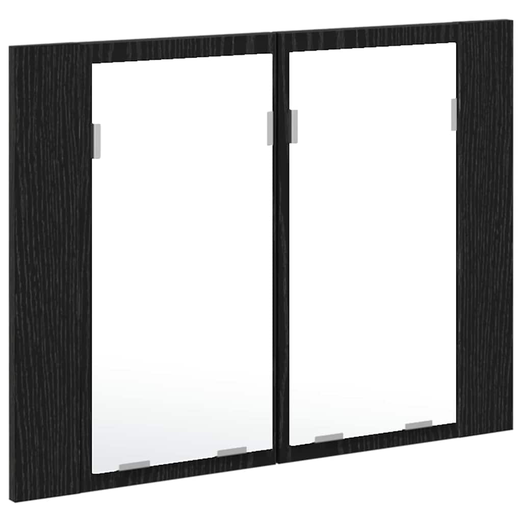Badezimmerspiegelschrank Schwarz Eichen-Optik 60 x 12 x 45 cm