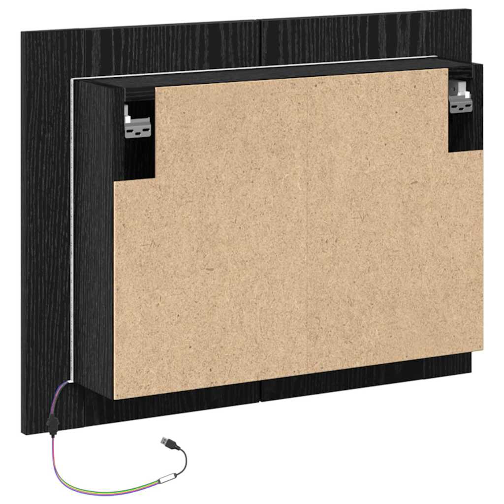Badezimmerspiegelschrank Schwarz Eichen-Optik 60 x 12 x 45 cm