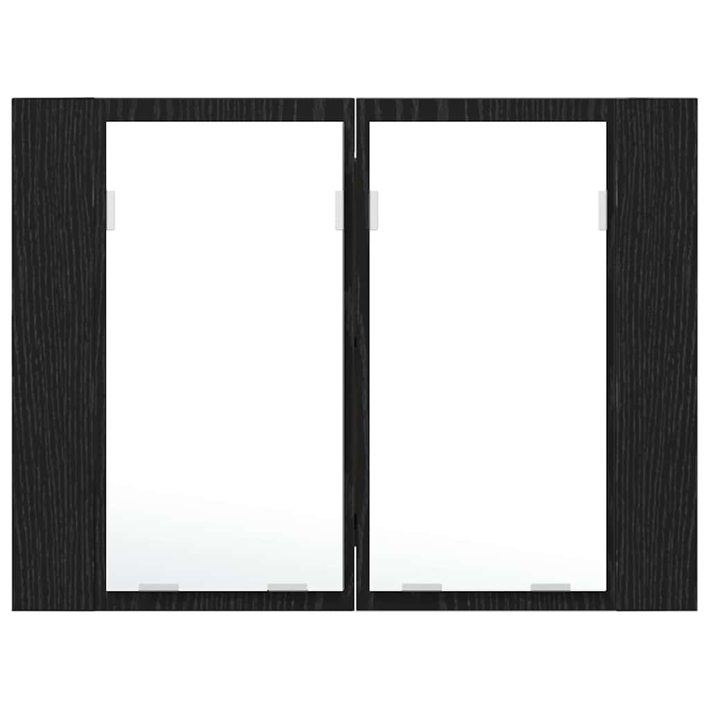 Badezimmerspiegelschrank Schwarz Eichen-Optik 60 x 12 x 45 cm