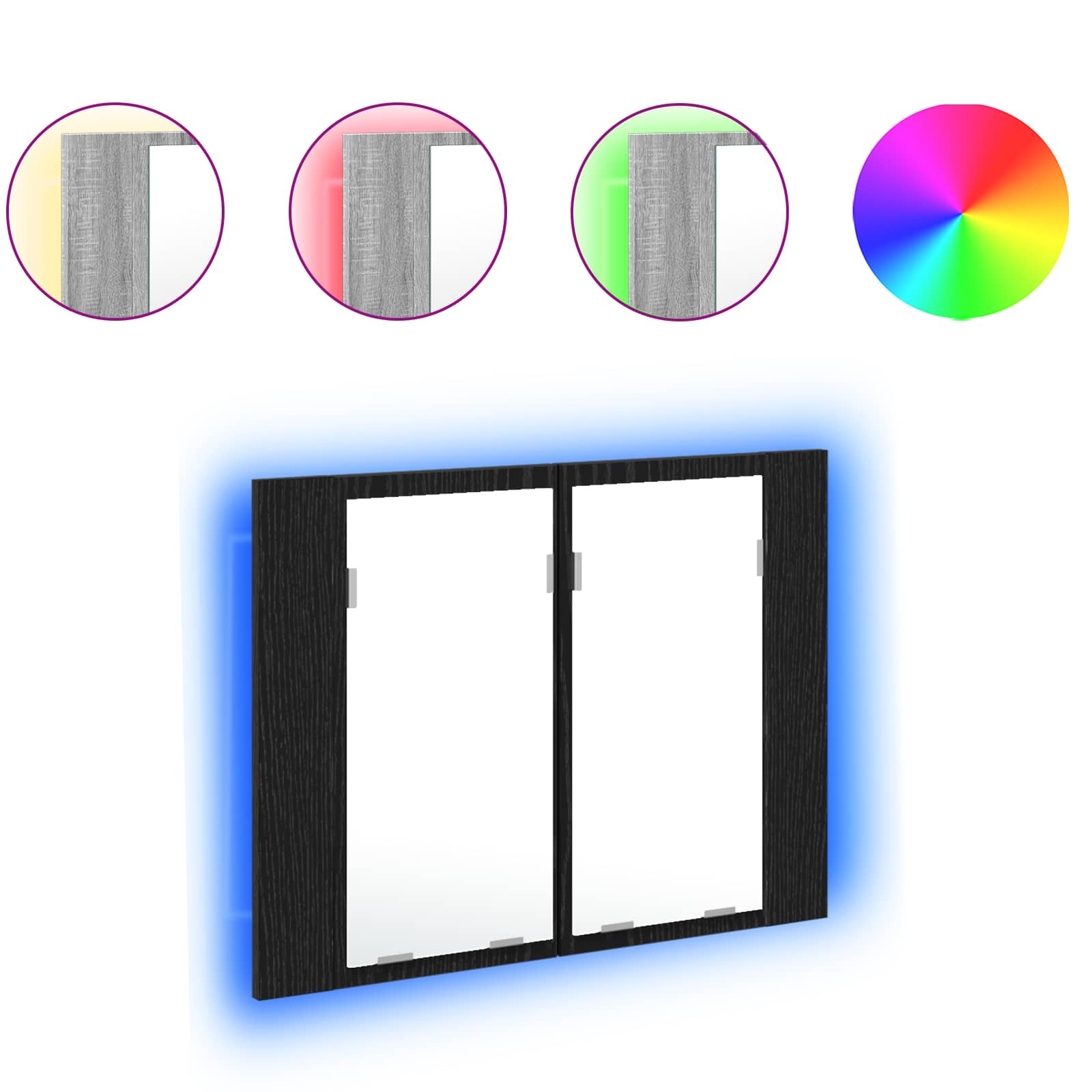 Badezimmerspiegelschrank Schwarz Eichen-Optik 60 x 12 x 45 cm