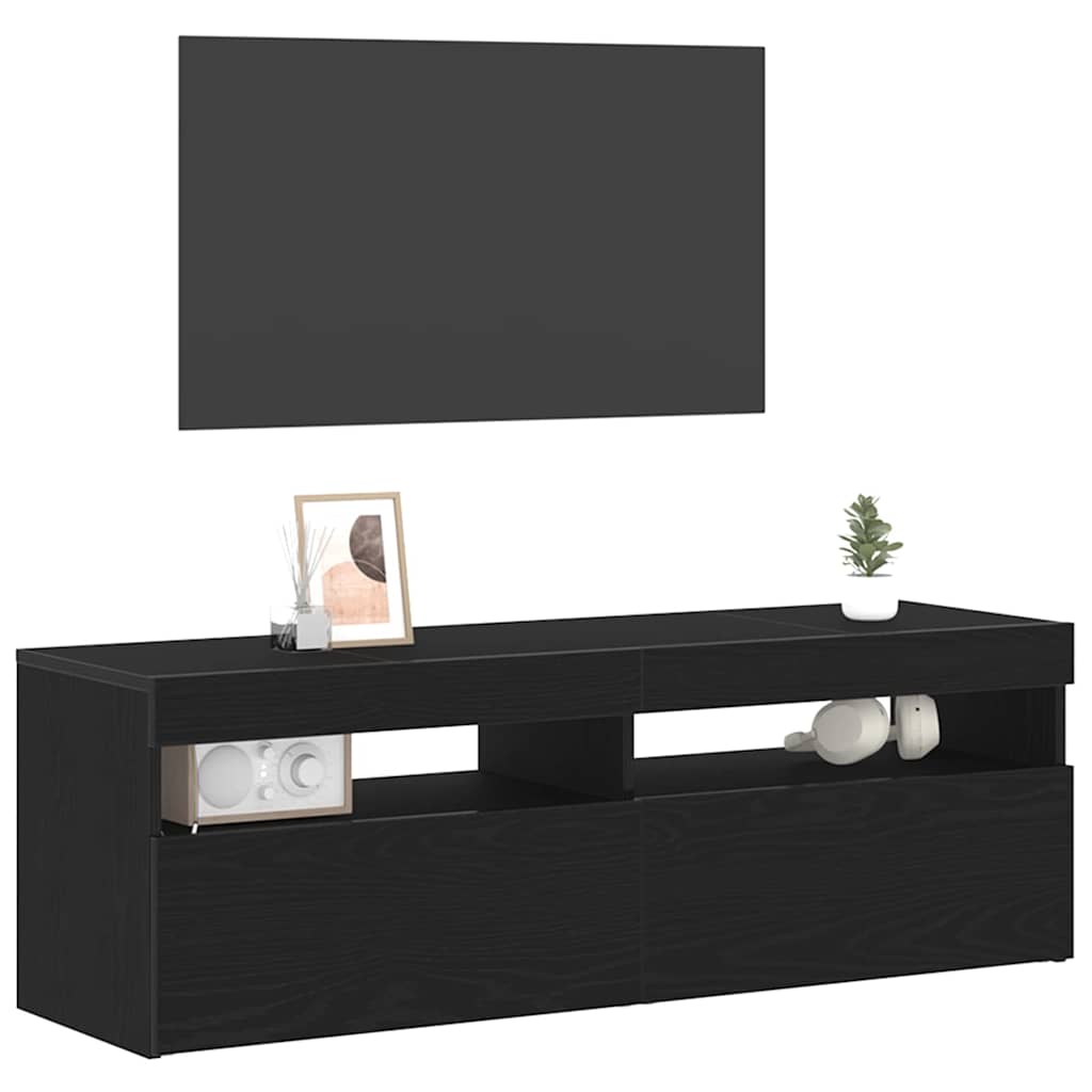 TV-Schränk Schwarz Eichen-Optik 120 x 35 x 40 cm Holzwerkstoff
