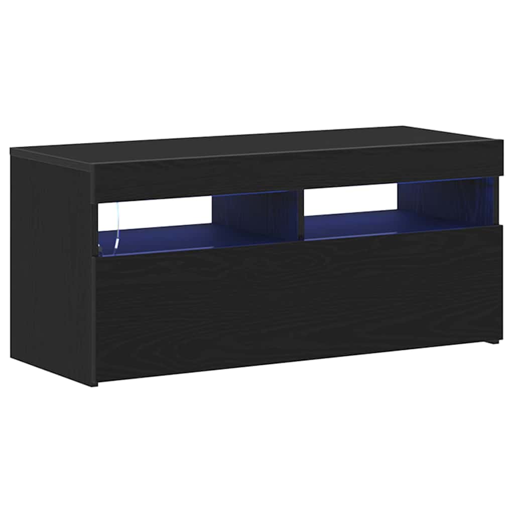 TV-Schränk Schwarz Eichen-Optik 90 x 35 x 40 cm Holzwerkstoff