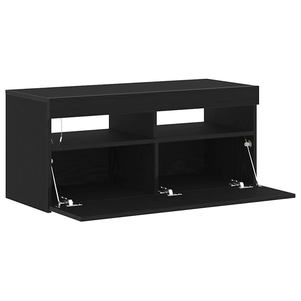 TV-Schränk Schwarz Eichen-Optik 90 x 35 x 40 cm Holzwerkstoff