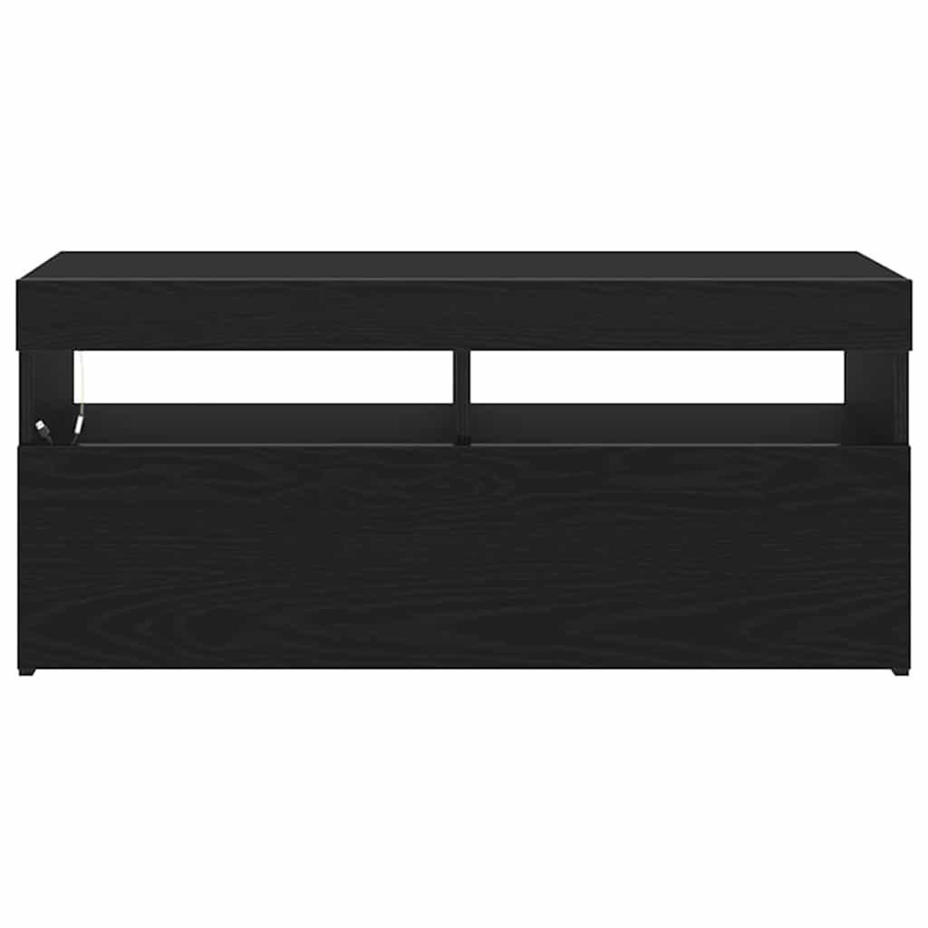 TV-Schränk Schwarz Eichen-Optik 90 x 35 x 40 cm Holzwerkstoff