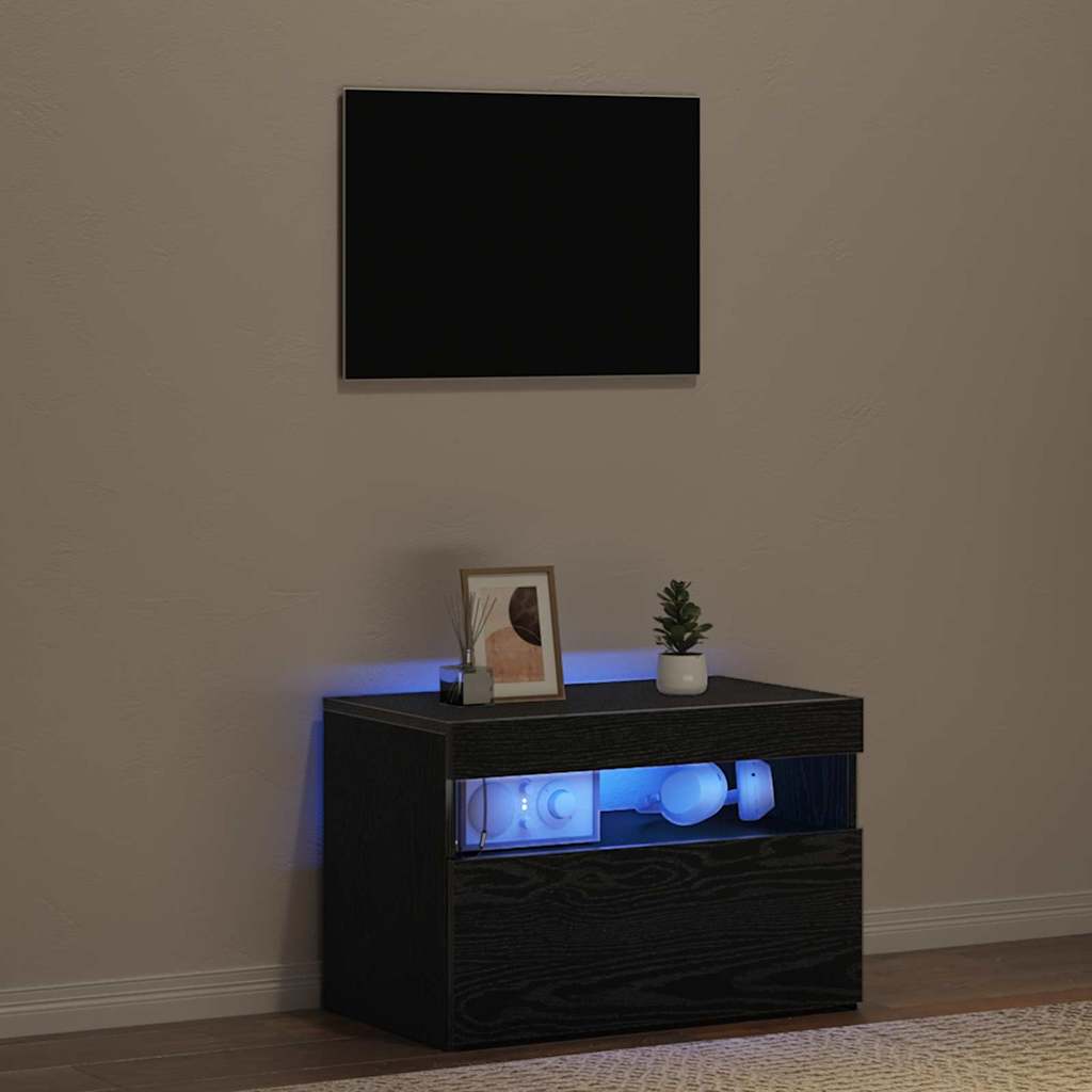 TV-Schränk Schwarz Eichen-Optik 60 x 35 x 40 cm Holzwerkstoff