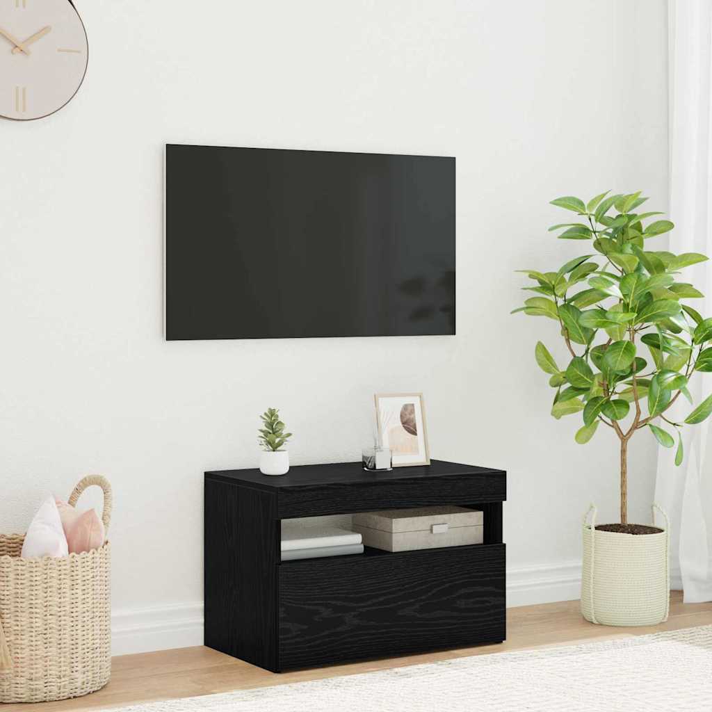 TV-Schränk Schwarz Eichen-Optik 60 x 35 x 40 cm Holzwerkstoff