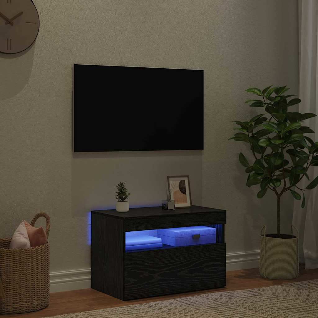 TV-Schränk Schwarz Eichen-Optik 60 x 35 x 40 cm Holzwerkstoff