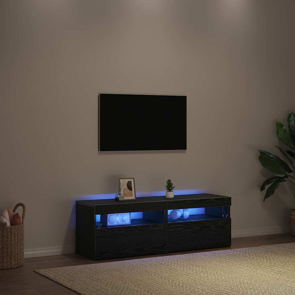TV-Schränk mit LED 2 pcs Schwarz Eichen-Optik 60 x 35 x 40 cm