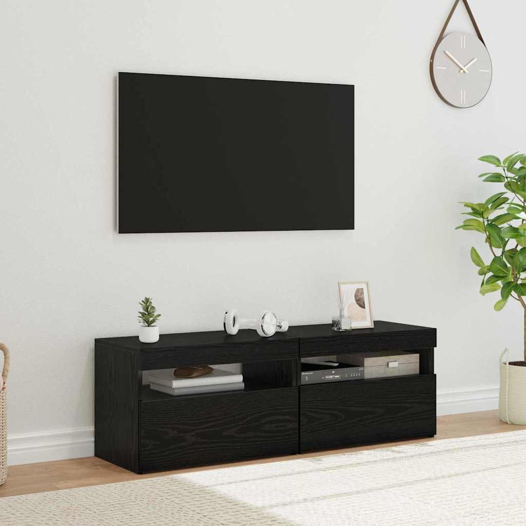 TV-Schränk mit LED 2 pcs Schwarz Eichen-Optik 60 x 35 x 40 cm
