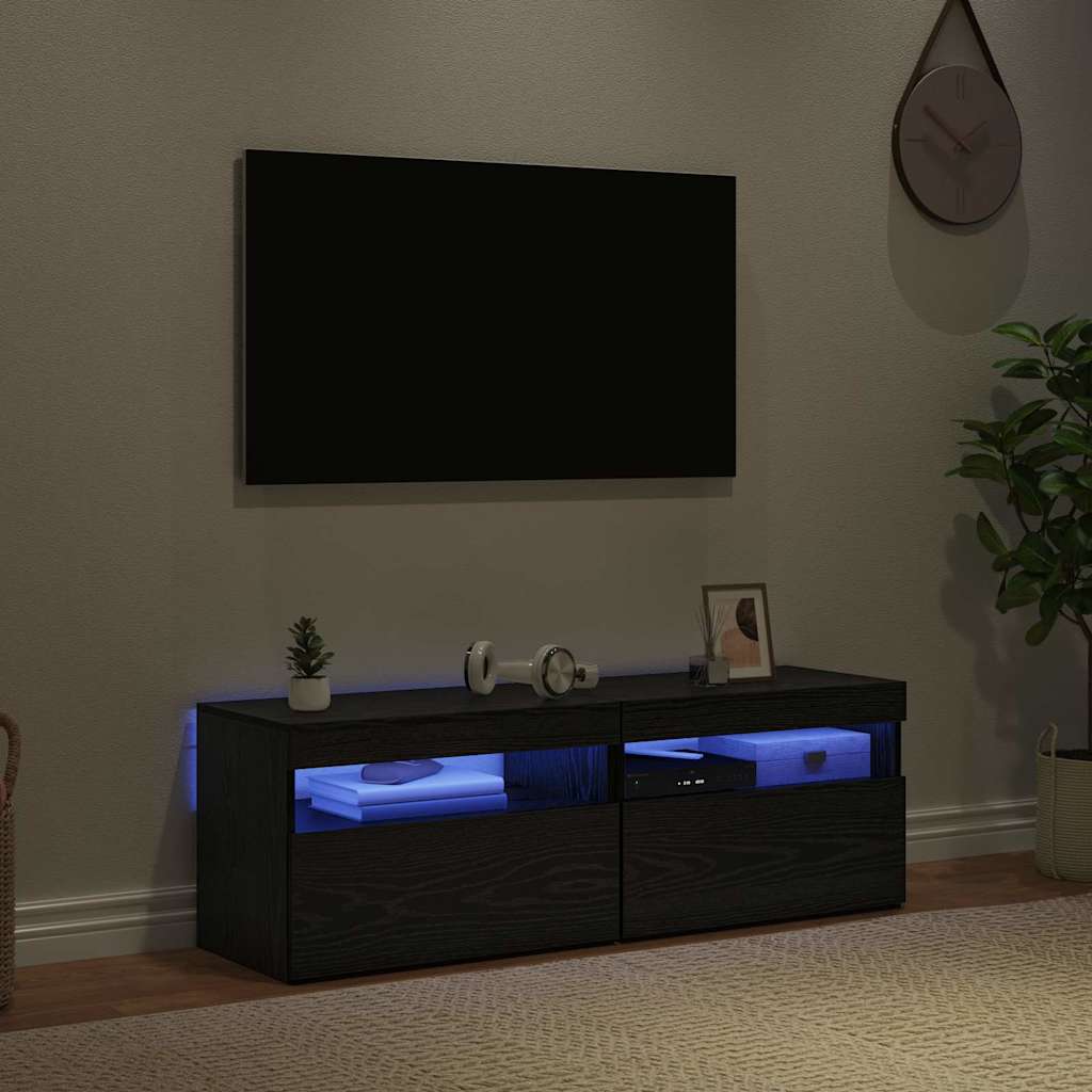 TV-Schränk mit LED 2 pcs Schwarz Eichen-Optik 60 x 35 x 40 cm