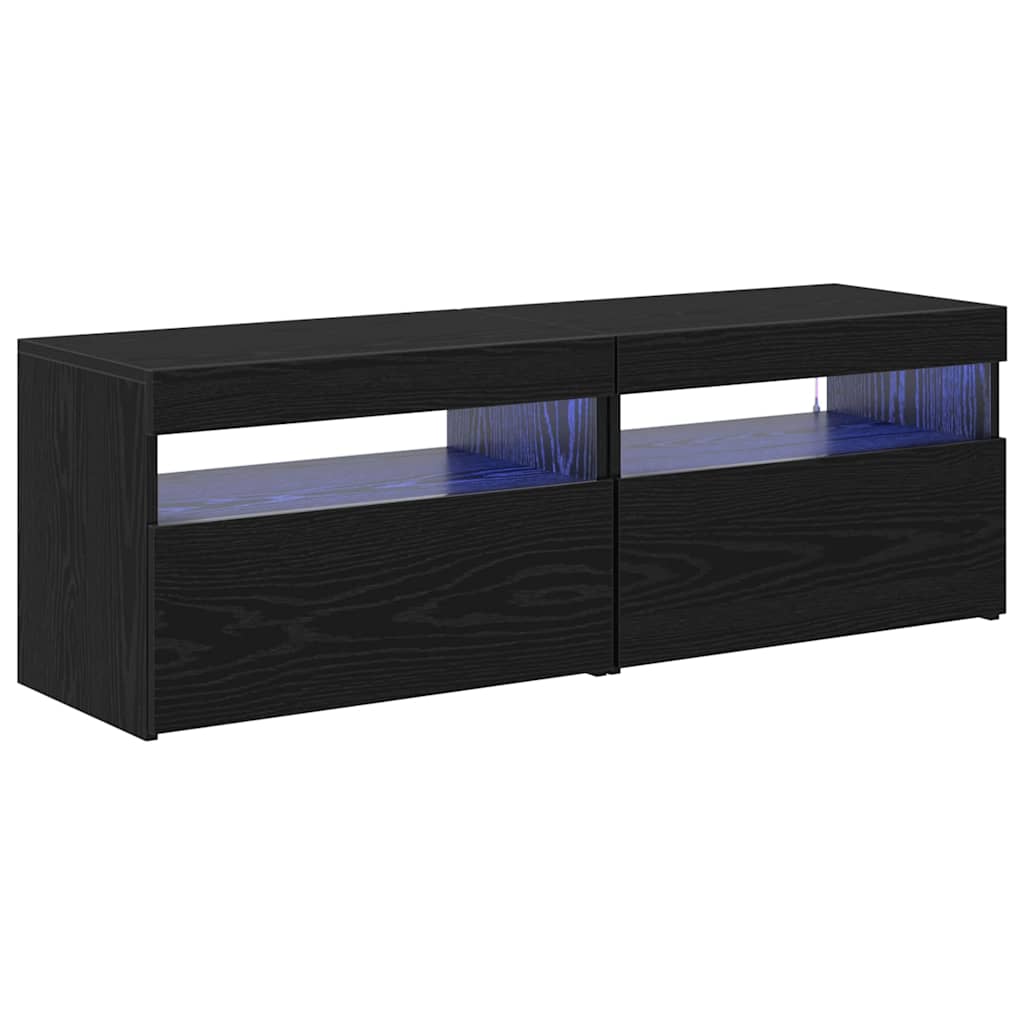 TV-Schränk mit LED 2 pcs Schwarz Eichen-Optik 60 x 35 x 40 cm