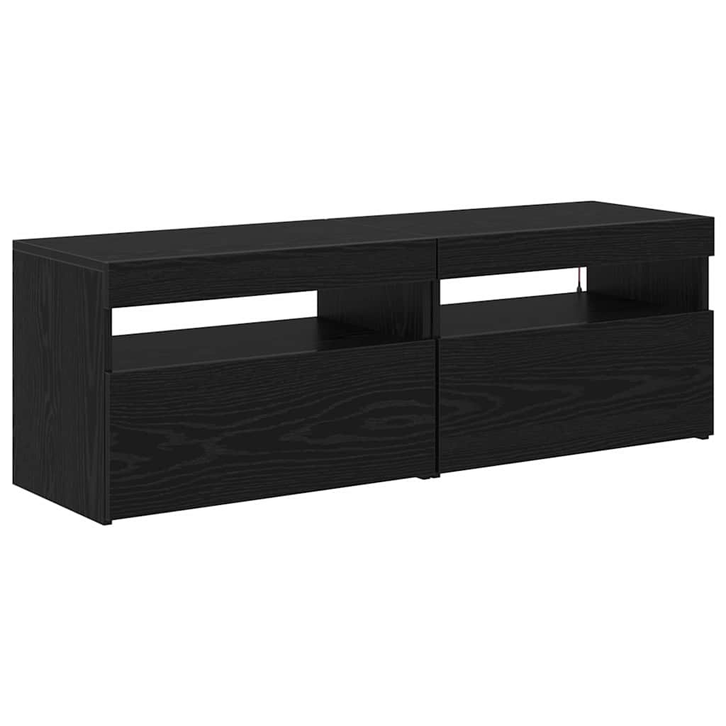 TV-Schränk mit LED 2 pcs Schwarz Eichen-Optik 60 x 35 x 40 cm