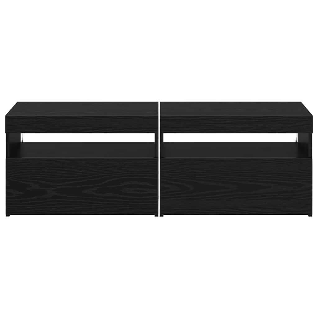 TV-Schränk mit LED 2 pcs Schwarz Eichen-Optik 60 x 35 x 40 cm