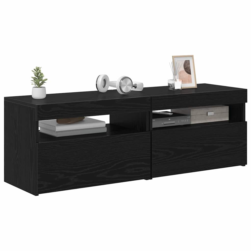 TV-Schränk mit LED 2 pcs Schwarz Eichen-Optik 60 x 35 x 40 cm