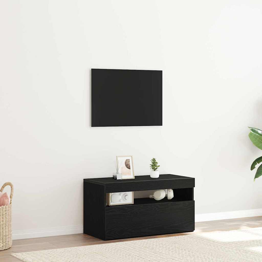 TV-Schränk Schwarz Eichen-Optik 75 x 35 x 40 cm Holzwerkstoff