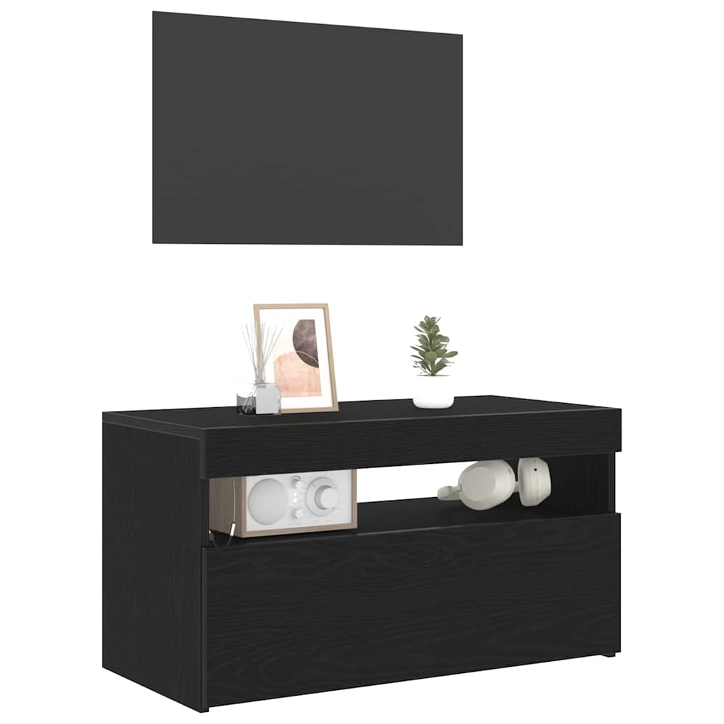 TV-Schränk Schwarz Eichen-Optik 75 x 35 x 40 cm Holzwerkstoff