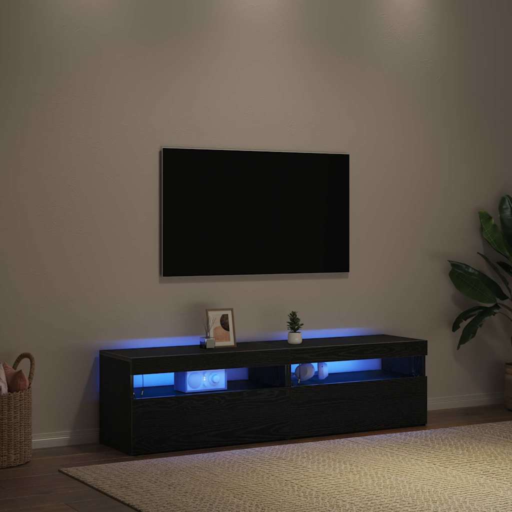 TV-Schränk mit LED 2 pcs Schwarz Eichen-Optik 75 x 35 x 40 cm
