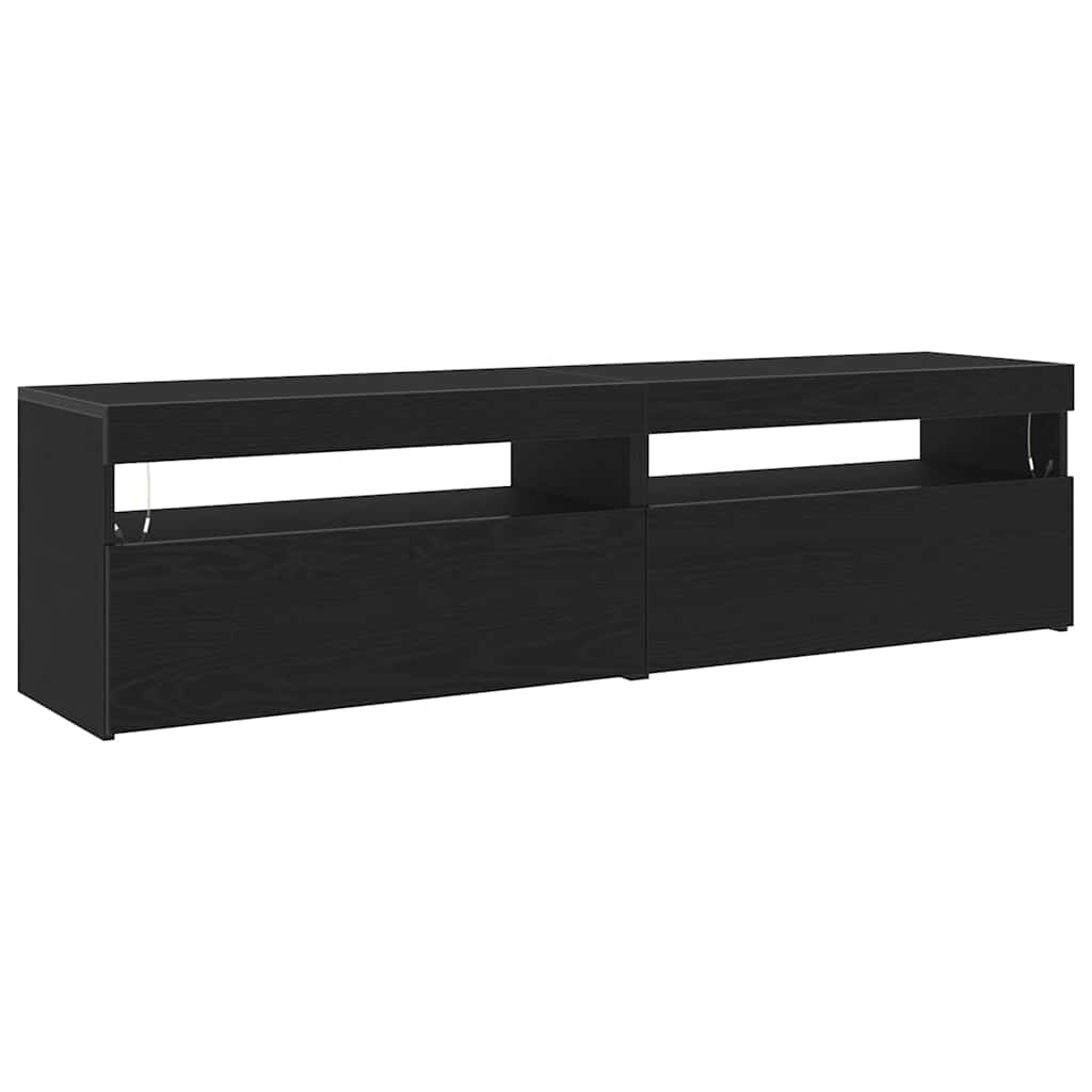 TV-Schränk mit LED 2 pcs Schwarz Eichen-Optik 75 x 35 x 40 cm