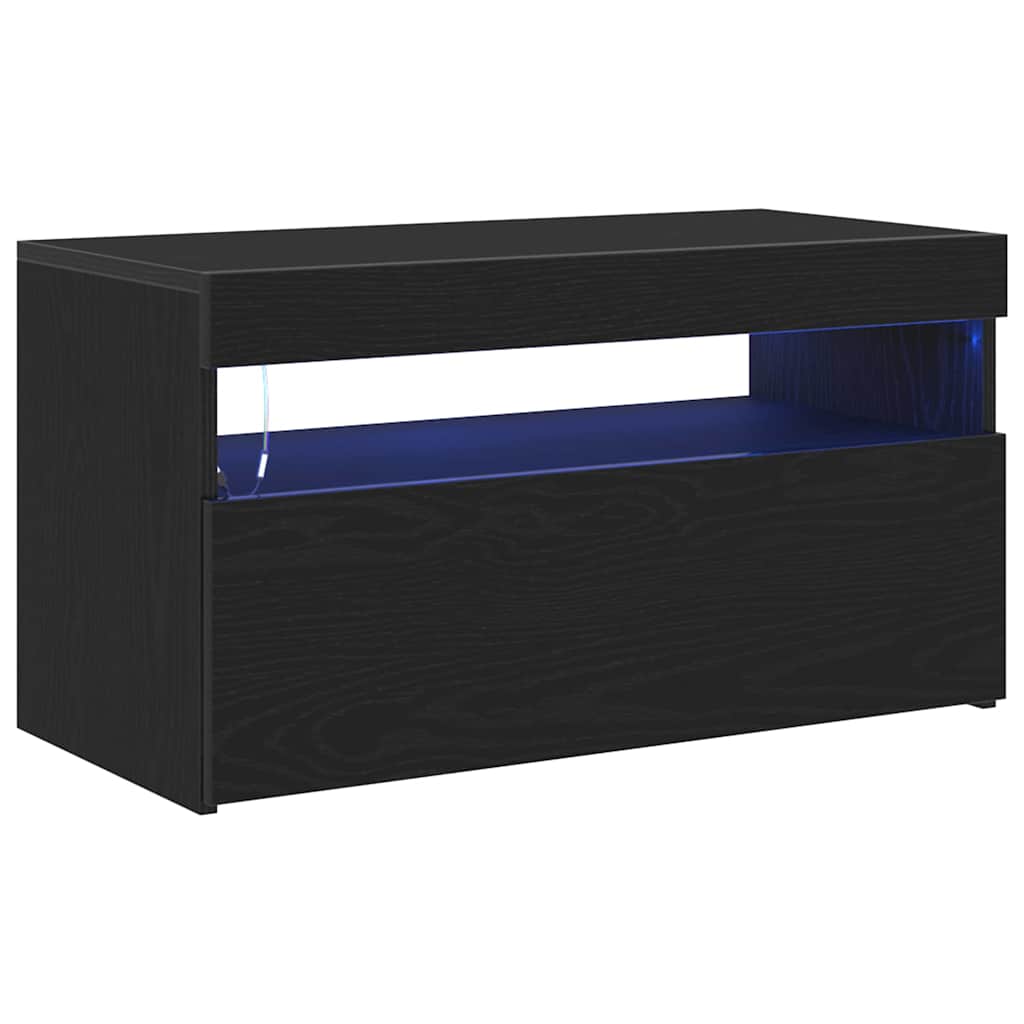 TV-Schränk mit LED 2 pcs Schwarz Eichen-Optik 75 x 35 x 40 cm
