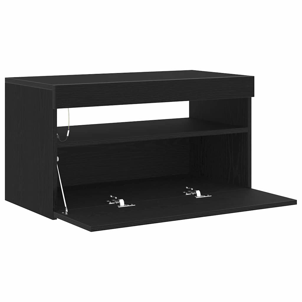 TV-Schränk mit LED 2 pcs Schwarz Eichen-Optik 75 x 35 x 40 cm
