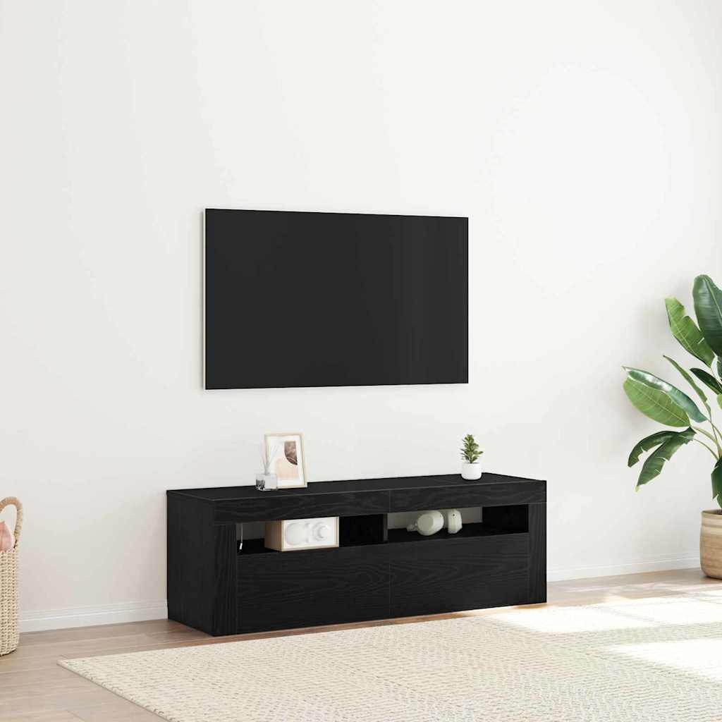 TV-Schränk Schwarz Eichen-Optik 120 x 35 x 40 cm Holzwerkstoff