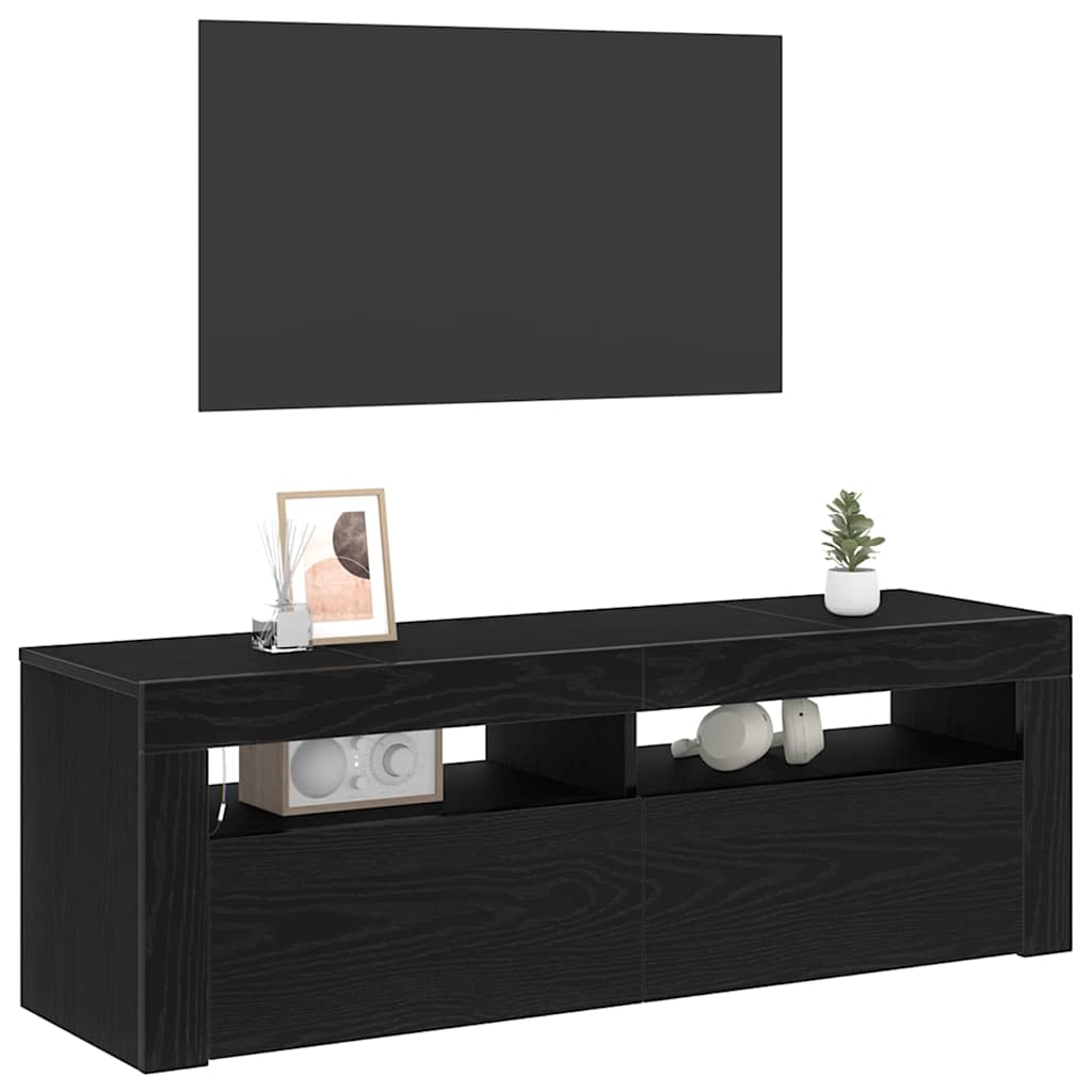 TV-Schränk Schwarz Eichen-Optik 120 x 35 x 40 cm Holzwerkstoff