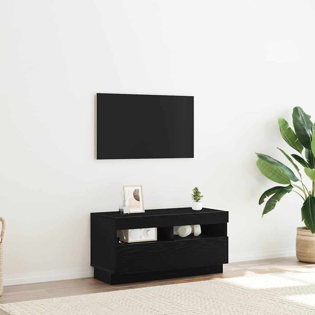 TV-Schränk Schwarz Eichen-Optik 80 x 35 x 40 cm Holzwerkstoff