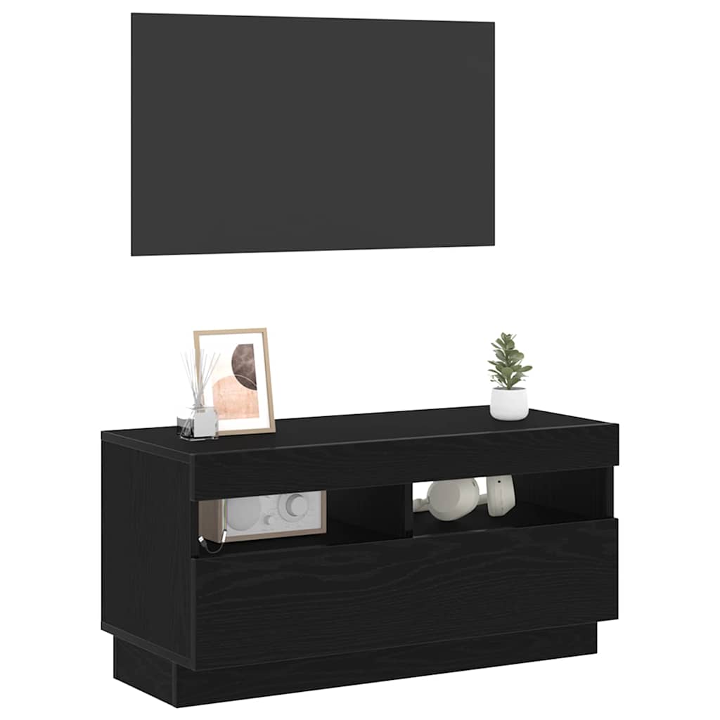 TV-Schränk Schwarz Eichen-Optik 80 x 35 x 40 cm Holzwerkstoff
