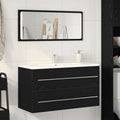 Waschbecken-Schrank Schwarz Eichen-Optik 90 x 45 x 1.5 cm
