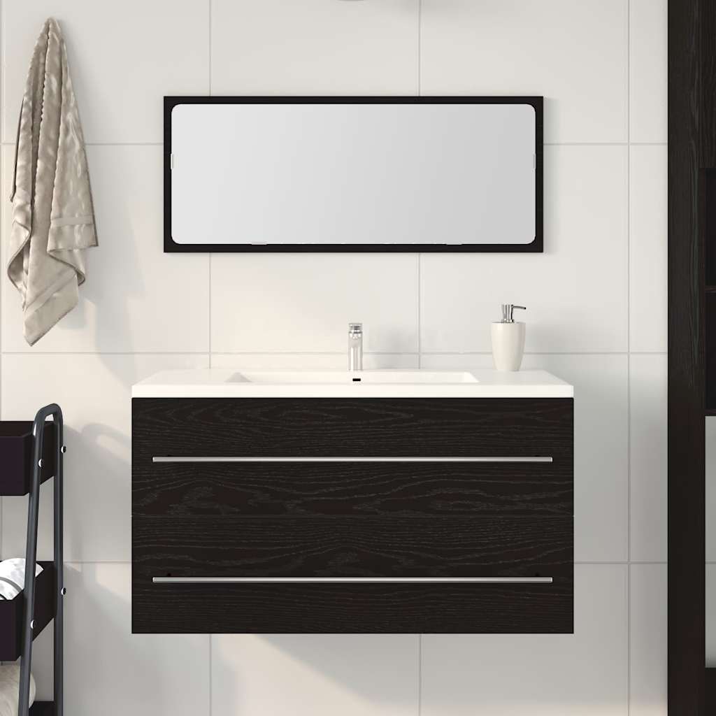 Waschbecken-Schrank Schwarz Eichen-Optik 90 x 45 x 1.5 cm