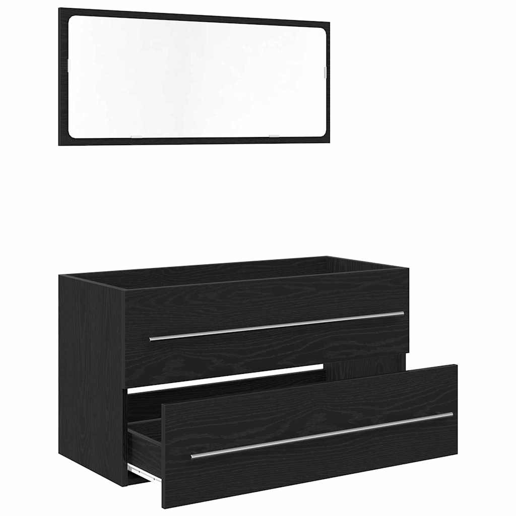 Waschbecken-Schrank Schwarz Eichen-Optik 90 x 45 x 1.5 cm