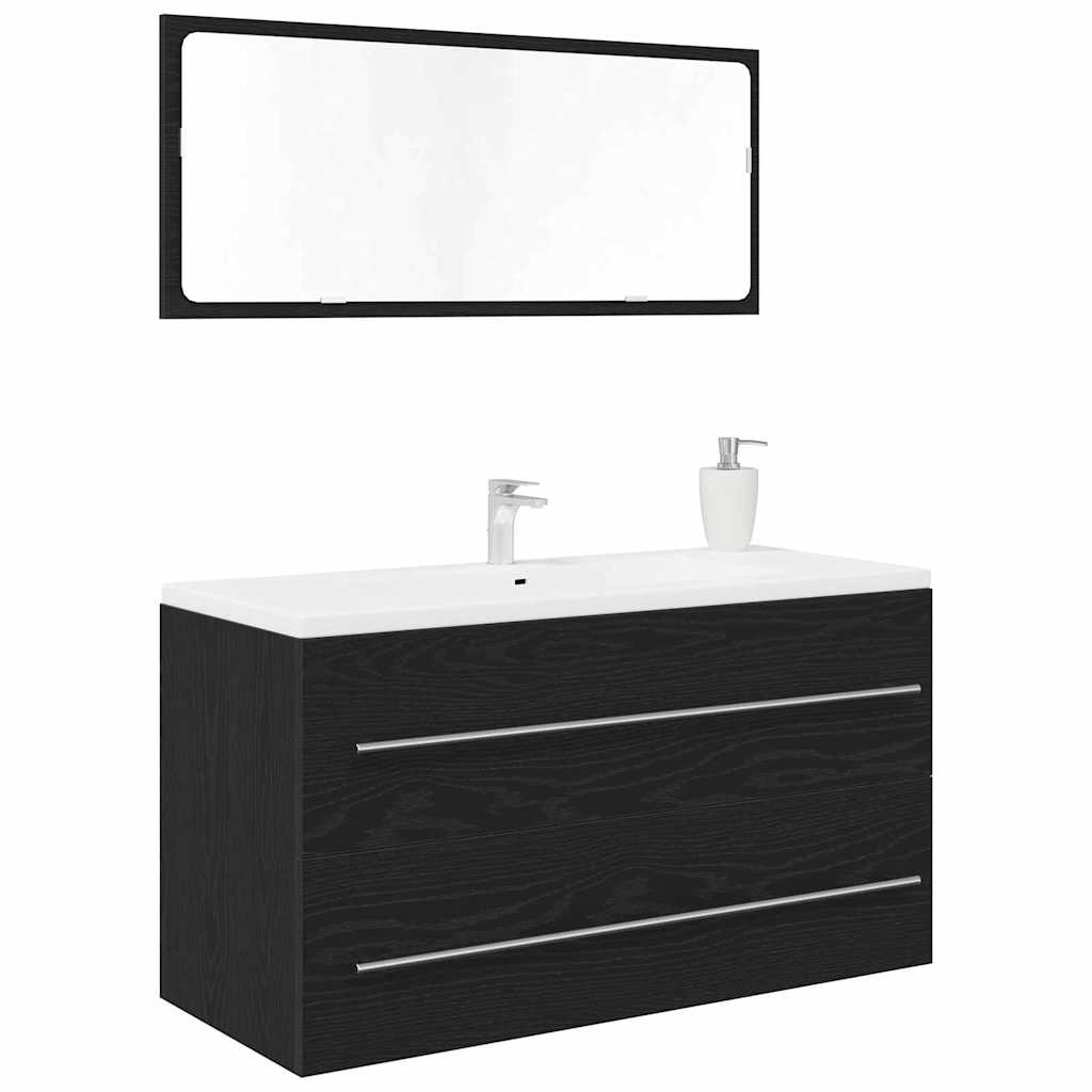 Waschbecken-Schrank Schwarz Eichen-Optik 90 x 45 x 1.5 cm