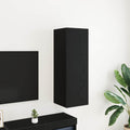 Wand-TV-Schrank Schwarz Eichen-Optik 30,5 x 30 x 90 cm