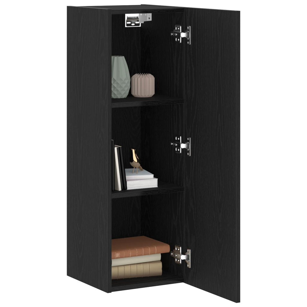 Wand-TV-Schrank Schwarz Eichen-Optik 30,5 x 30 x 90 cm