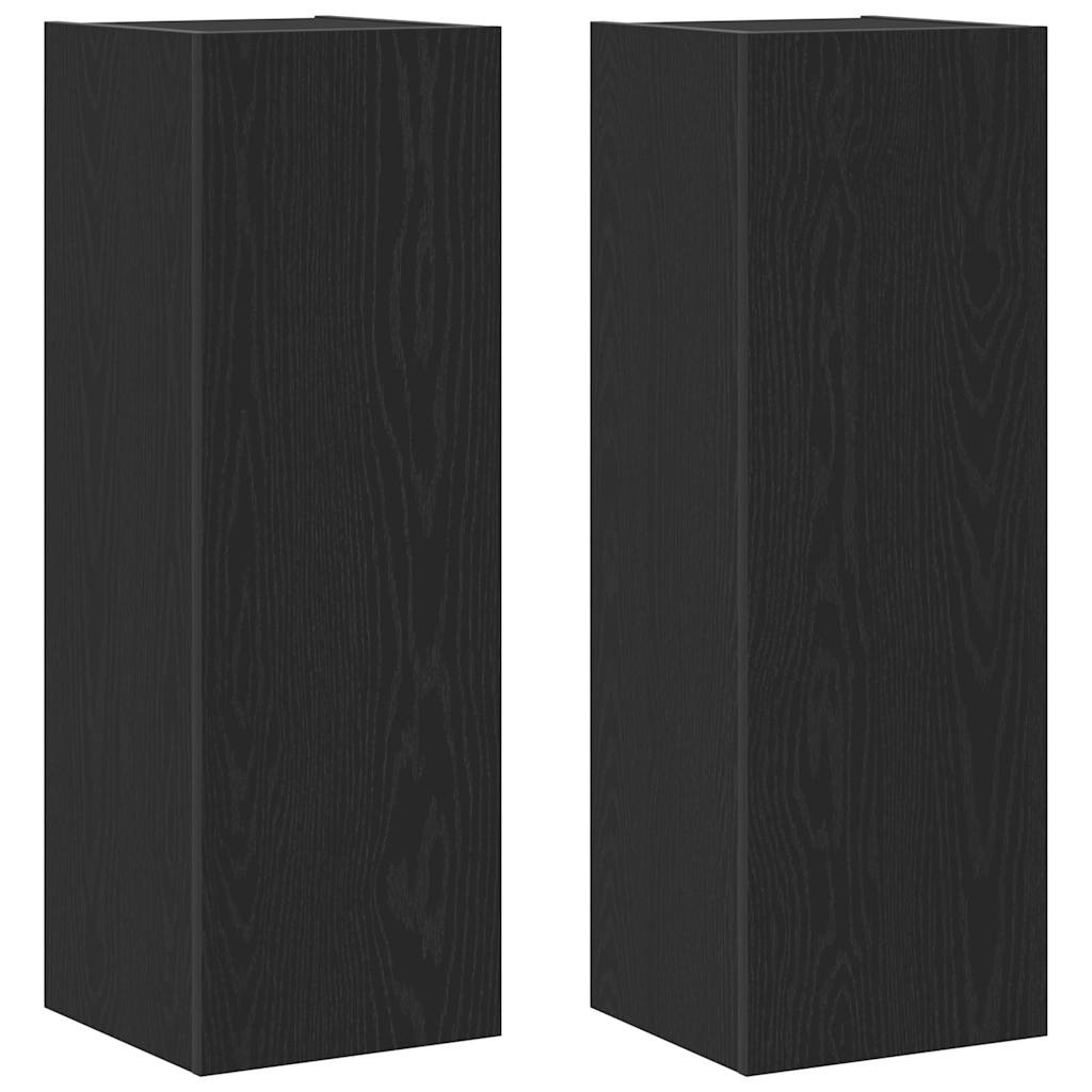 Wand-TV-Schrank 2 pcs Schwarz Eichen-Optik 30,5 x 28,5 x 90 cm