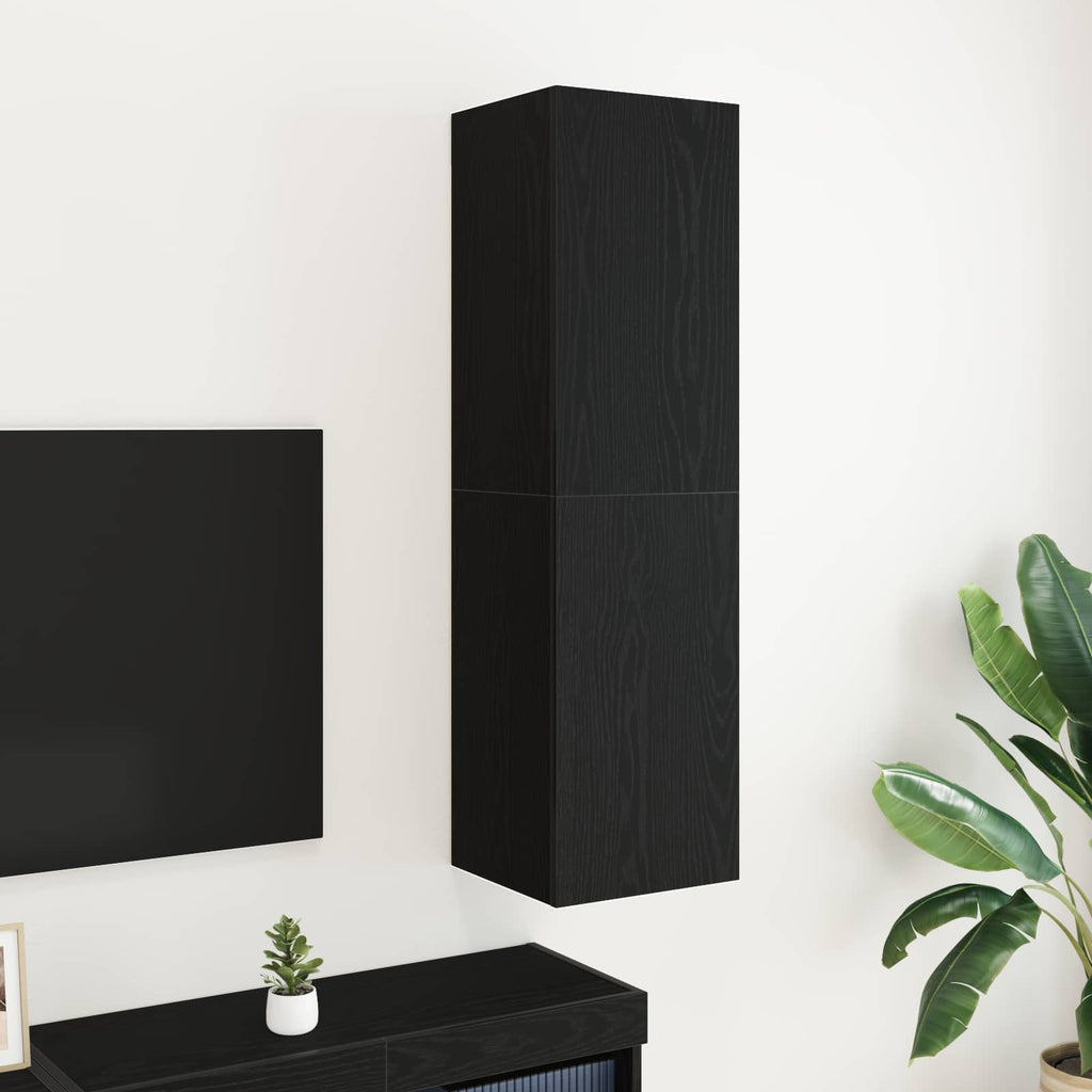 Wand-TV-Schrank Schwarz Eichen-Optik 30,5 x 30 x 110 cm