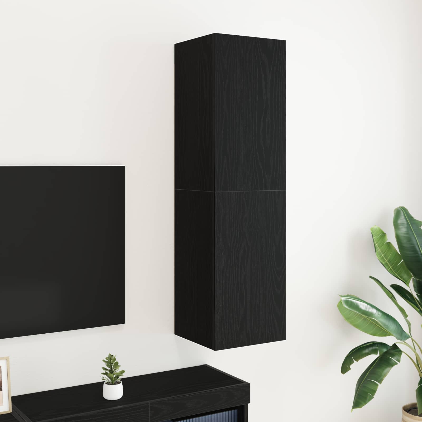 Wand-TV-Schrank Schwarz Eichen-Optik 30,5 x 30 x 110 cm