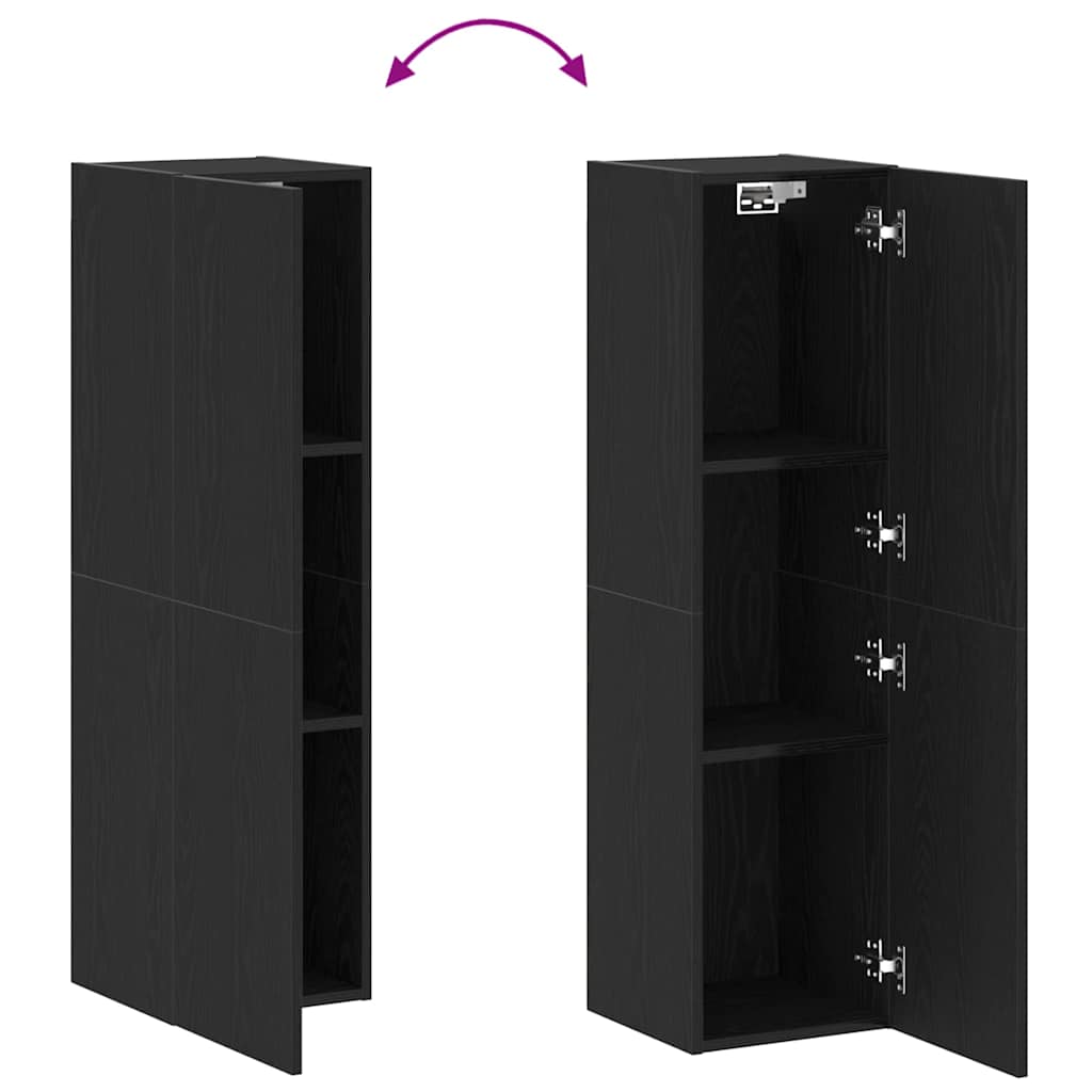 Wand-TV-Schrank Schwarz Eichen-Optik 30,5 x 30 x 110 cm