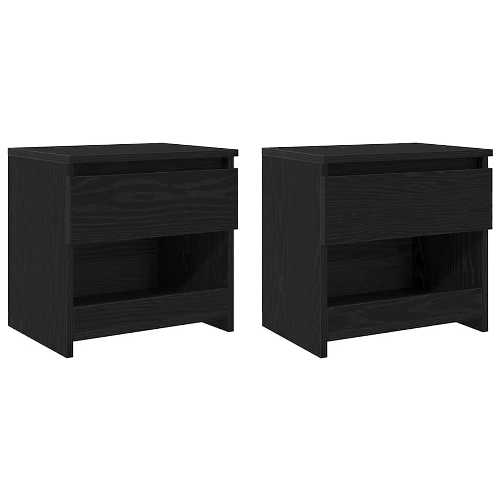 Nachttisch 2 pcs Schwarz Eichen-Optik 40 x 30 x 39 cm